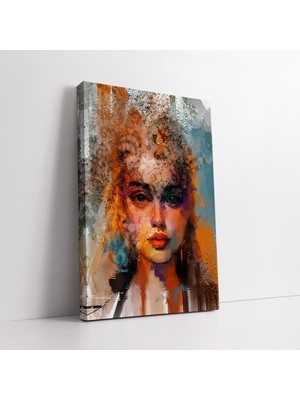 KOSS Dijital Soyut Renkli Kadın Portresi Sanatsal Kanvas Tablo, Ev Ofis Antre Salon Yatak Odası Için Duvar Dekoru