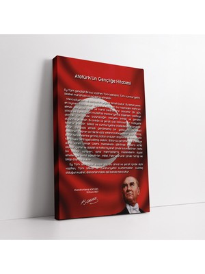 KOSS Dijital Atatürk'ün Gençliğe Hitabesi ve Türk Bayrağı Kanvas Tablo
