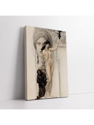 KOSS Dijital Ressamlardan Gustav Klimt Heykel Alegorisi Sanatsal Kanvas Tablo