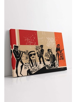 KOSS Dijital Jazz Müzik Grubu Kanvas Tablo, Modern Tasarım Kanvas, Jazz Temalı Tablo, Dekoratif Tablo