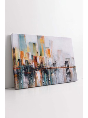 KOSS Dijital New York Brooklyn Köprüsü Soyut Yağlı Boya Görünümlü Ofis Salon Için Dekoratif Yatay Ev Kanvas Tablo