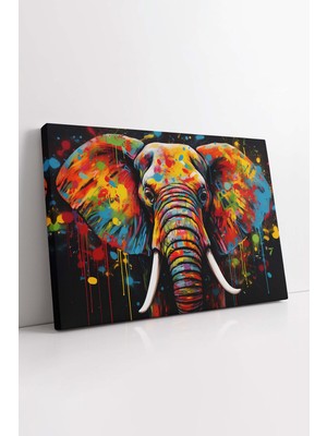 KOSS Dijital Soyut Renkli Fil Kanvas Tablo, Renkli Fil Kanvas, Vahşi Yaşam Tablo, Tasarım Modern Tablo