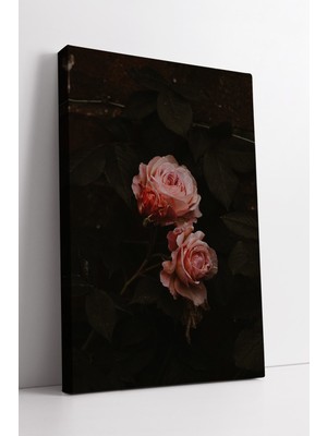 KOSS Dijital Pembe Gül Çiçek Temalı Dekoratif Duvar Sanatı Modern Ev ve Salon Için Şık Kanvas Tablo