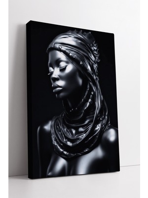 KOSS Dijital Siyah Parlak Kadın Portresi ile Mekânlara Çarpıcı ve Zarif Bir Sanat Vurgusu Ekleyen Kanvas Tablo