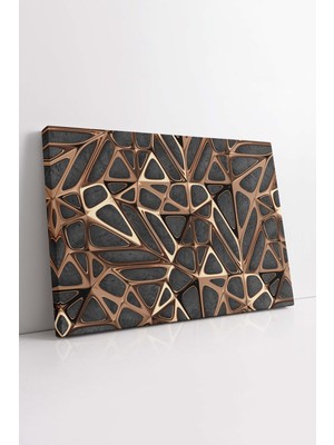 KOSS Dijital Altın Renkli Geometrik Desenler Siyah Arkaplan Soyut Dekoratif Kanvas Tablo, Makam Odası Için Dekor