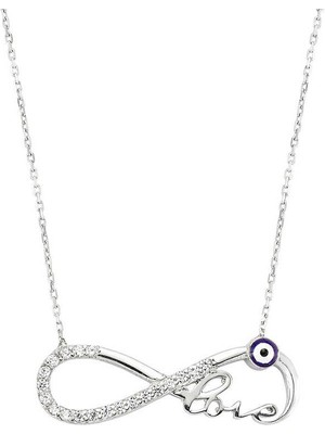 Erseyy 925 Ayar Gümüş Nazarlı Sonsuzluk Love Kadın Gümüş Kolye