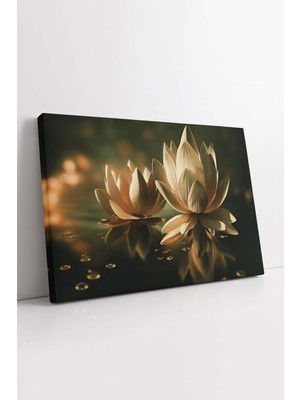 KOSS Dijital Beyaz Lotus Çiçeği Kanvas Tablo, Dekoratif Beyaz Çiçek Tablo, Her Mekana Uygun Dekoratif Tablo