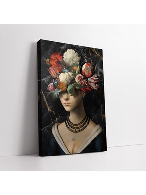 KOSS Dijital Çiçek Kafalı Kadın Kanvas Tablo