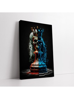 KOSS Dijital Iskelet Satranç Taşı Kanvas Tablo, Satranç Oyun Odası Dekoratif Tablo, Hd Baskı Lüks Kanvas