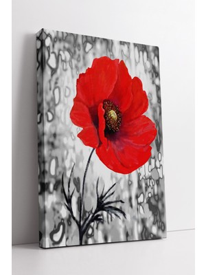 KOSS Dijital Kırmızı Gelincik Çiçeği Temalı Sanatsal Doğal Estetik Sunan Modern Dekoratif Kanvas Duvar Tablosu