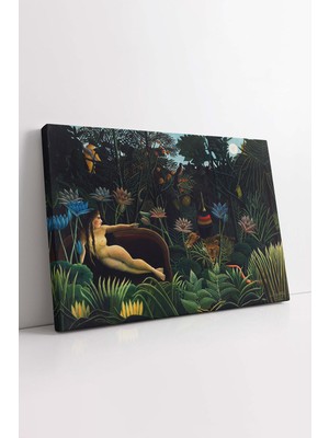 KOSS Dijital Henri Rousseau Kanvas Tablo, Ormanda Nü Çizim Tablo, Dekoratif Premium Lüks Kanvas Tablo