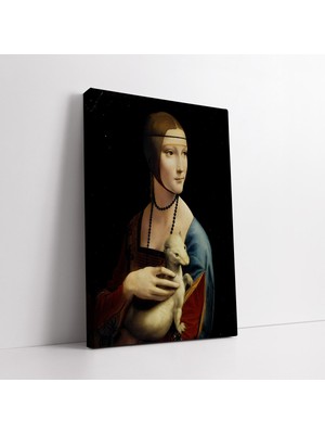 KOSS Dijital Ressamlardan Leonardo Da Vinci Kakımlı Kadın Klasik Sanatsal Kanvas Tablo, Rönesans Tablosu Dekor