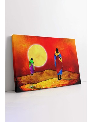 KOSS Dijital Afrika Geleneksel Tasarım Kanvas Tablo, Güneş ve Çöl Tablo, Yerli Afro Kanvas, Lüks Kanvas