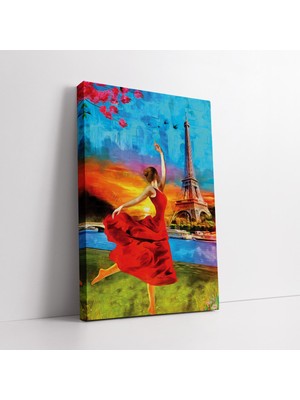 KOSS Dijital Paris Eyfel Dans Eden Kadın Kanvas Tablo