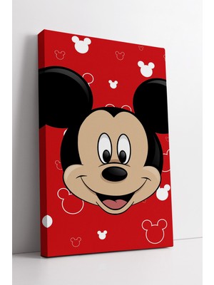 KOSS Dijital Kırmızı Arka Plan Mickey Mouse Çocuk Odası Dekoratif Eğlenceli Modern Tasarım Kanvas Tablo