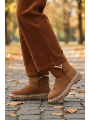 Ayakmod 548038 Z Taba Süet  Kürklü Kalın Taban Kadın Bot
