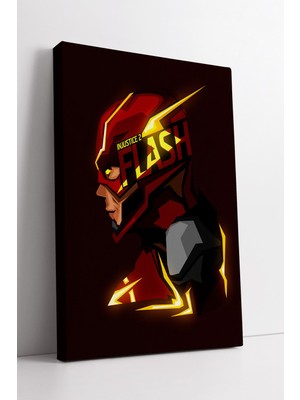KOSS Dijital The Flash Injustice Tarzı Kanvas Tablo Kırmızı Yıldırım Efektli Modern Stilize Süper Hız Dekoru