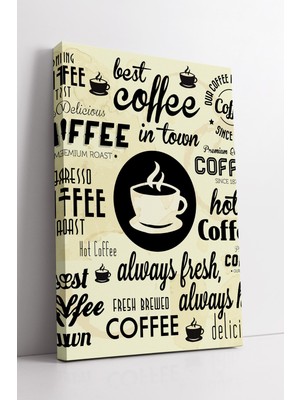 KOSS Dijital Kahve Temalı Tipografi Kanvas Tablo ile Mutfak ve Kafelerde Sıcak Atmosfer Sunan Modern Dekor