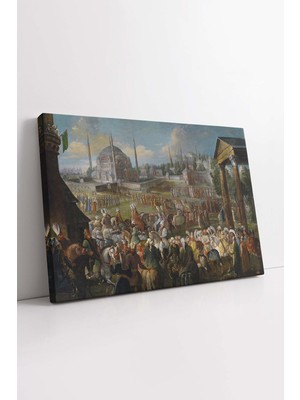 KOSS Dijital Jean Baptiste Vanmour Istanbul Tablosu, Osmanlı Kanvas, Padişah Karşılma Tablo, Lüks Kanvas Tablo