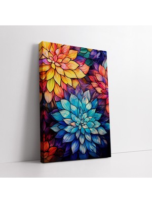 KOSS Dijital Renkli Soyut Çiçek Desenleri Sanatsal Kanvas Tablo, Vitray Çiçekler Ofis Yatak Odası Dekoru