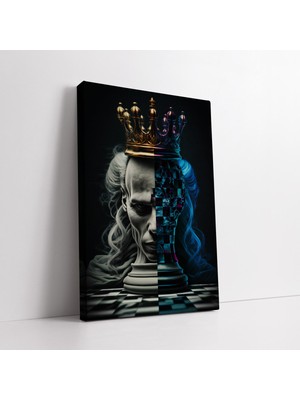 KOSS Dijital Sürreal Soyut Satranç Kanvas Tablo, Sürreal Lüks Duvar Dekoru, Dekoratif Hd Baskı