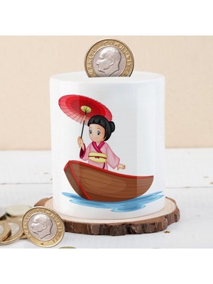 Asilmeydan Kayıktaki Çinli Kız Çocuğu Baskılı Para Birikim Kumbarası -2462