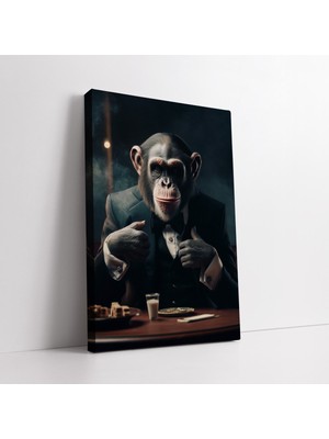 KOSS Dijital Takım Elbiseli Maymun Dekoratif Kanvas Tablo, Salon Yatak Odası Antre Ofis Için Dekor, Trend Tasarım