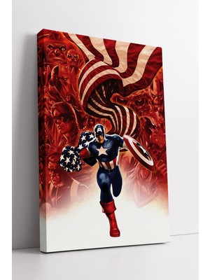 KOSS Dijital Captain America Aksiyon Sahnesi Kanvas Tablo Marvel Çizgi Roman Tarzı Modern Duvar Dekoru