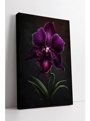 KOSS Dijital Mor Orkide Çiçeği Sanatsal Derin Tonlarda Zarif Dekor Tasarımı Ev ve Ofis Için Kanvas