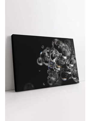 KOSS Dijital Siyah Arkaplanlı Su Kabarcıkları Soyut Dekoratif Kanvas Tablo, Ev Ofis Salon Yatak Odası Için Dekor