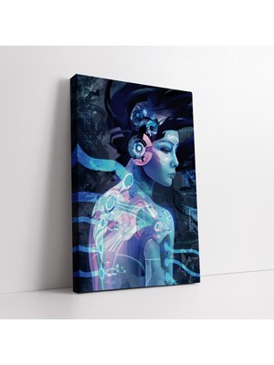 KOSS Dijital Mavi Robot Kadın Kanvas Tablo