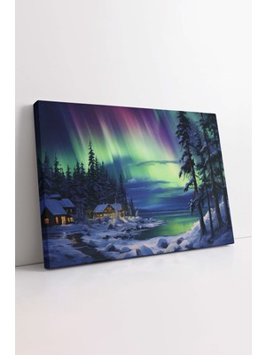KOSS Dijital Kutup Işıkları Kanvas Tablo, Aurora Kanvas, Kuzey Işıkları Tablo, Premium Kalite, Modern Tablo