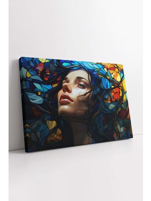 KOSS Dijital Renkli Kadın Portre Kanvas Tablo, Ofis Salon Oturma Odası Yatak Odası Antre, Moda Duvar Dekorasyon