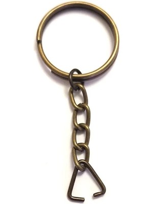 Die Grup Anahtarlık Halkası, Halka + Zincir + Üçgen, 24MM, Antik, 1000 Adet DIEGRP-RSKRGLT34