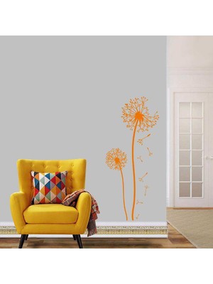 Asilmeydan Uçuşan Karahindiba Otu, Çiçek, Doğa Dekoratif Duvar Sticker, Çıkartma, Etiket Turuncu