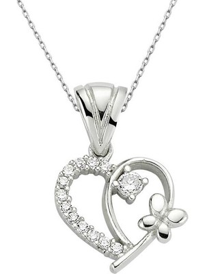 Erseyy 925 Ayar Gümüş Kalpli Kadın Gümüş Kolye