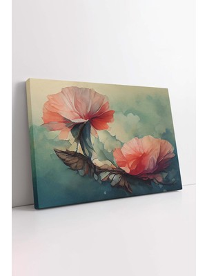 KOSS Dijital Pembe Çiçekler Kanvas Tablo, Dekoratif Çiçek Kanvas, Her Mekana Uygun Dekoratif Tablo