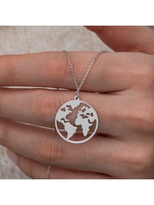 Katre46 Gümüş Dünya Kadın Kolye