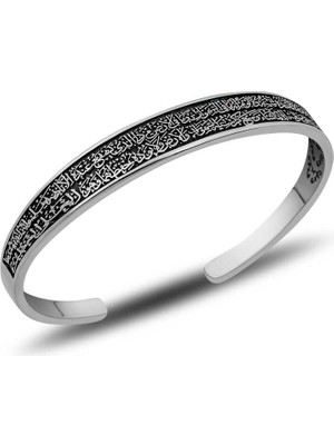 Katre46 Gümüş Ayetel Kürsi Yazılı Ayarlanabilir Bileklik