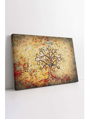 KOSS Dijital Renkli Hayat Ağacı Soyut Mozaik Desenler Yatay Kanvas Tablo, Ev Ofis Salon Antre Için Duvar Dekoru