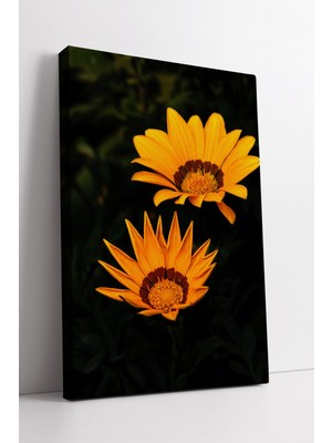 KOSS Dijital Sıcak Tonlarda Sarı Çiçekli Doğa Temalı Modern Dekoratif Duvar Sanatı Kanvas Tablo