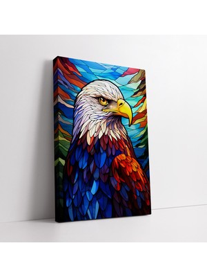 KOSS Dijital Renkli Vitray Desenli Asil Kartal Dekoratif Kanvas Tablo, Ofis Salon Yatak Odası Antre