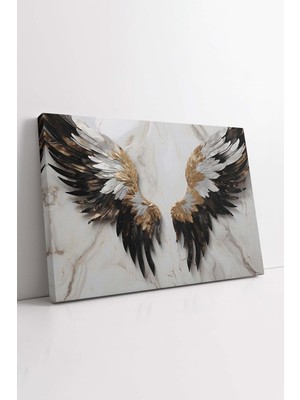 KOSS Dijital Melek Kanadı Kanvas Tablo, Mermer Desenli Tablo, Altın Kanat Kanvas, Trend Tasarım, Dekoratif Baskı
