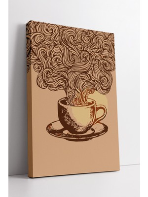 KOSS Dijital El Çizimi Kahve Fincanı Tasarımlı Kanvas Tablo ile Mutfak ve Kafelerde Sıcak Sanatsal Dekor Etkisi