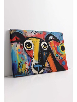 KOSS Dijital Soyut Köpek Çizim Lüks Tablo, Renkli Köpek Tasarım Tablo, Trend Tasarım, Dekoratif Hd Baskı