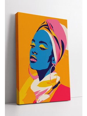 KOSS Dijital Renkli Kadın Portreli Pop Art Tarzı Modern Soyut Kanvas Tablo Duvar Dekoru