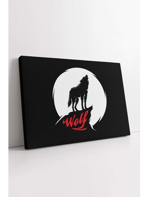 KOSS Dijital Bozkurt Kanvas Tablo, Dolunay Kanvas, Alfa Kurt Tablo, Uluyan Kurt Kanvas, Kurt Silüeti Kalite Baskı