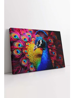 KOSS Dijital Tavus Kuşu Kanvas Tablo, Renkli Kuş Kanvas, Tavus Kuşu Portre, Lüks Hd Kanvas Tablo