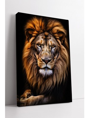 KOSS Dijital Aslan Portre Kanvas Tablo Liderlik ve Cesaret Temalı Lüks Duvar Sanatı Ev Ofis
