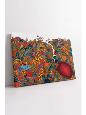 KOSS Dijital Japon Tarzı Soyut Renkli Desenler Dekoratif Kanvas Tablo, Ev Ofis Antre Salon Için Duvar Dekoru